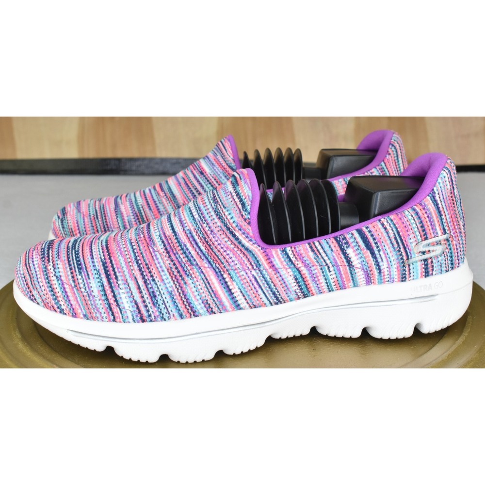 Skechers Go Walk Evolution Women Size 10 Ultra Frenzied Multi Striped Sneakers - Picture 5 of 11